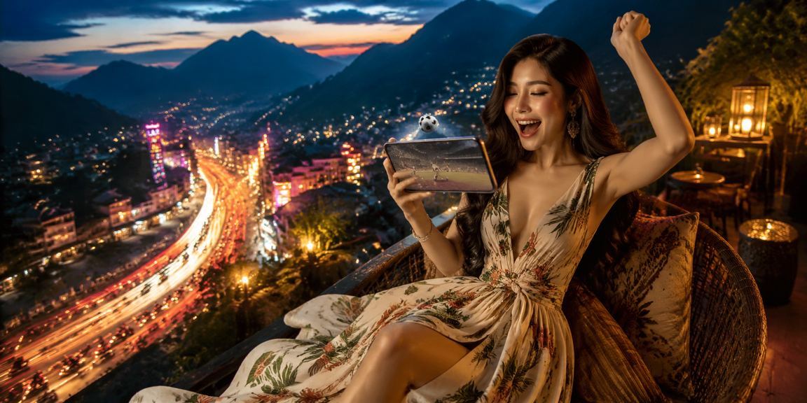Khung cảnh Sa Pa về đêm với ánh đèn neon rực rỡ, gợi không khí cá cược thể thao sôi động